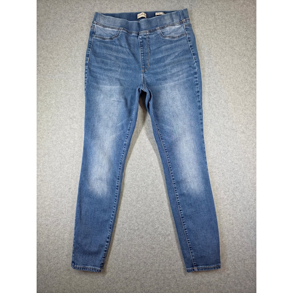 Wonderly Womens Super Skinny Pull On Jeans Medium Wash Blue Size 8R Stretch